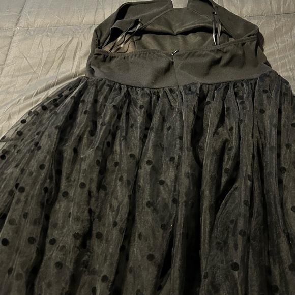 Chic Black Sleeveless Jumsuit with with Sheer Polka Dot Overlay - Picture 8 of 8